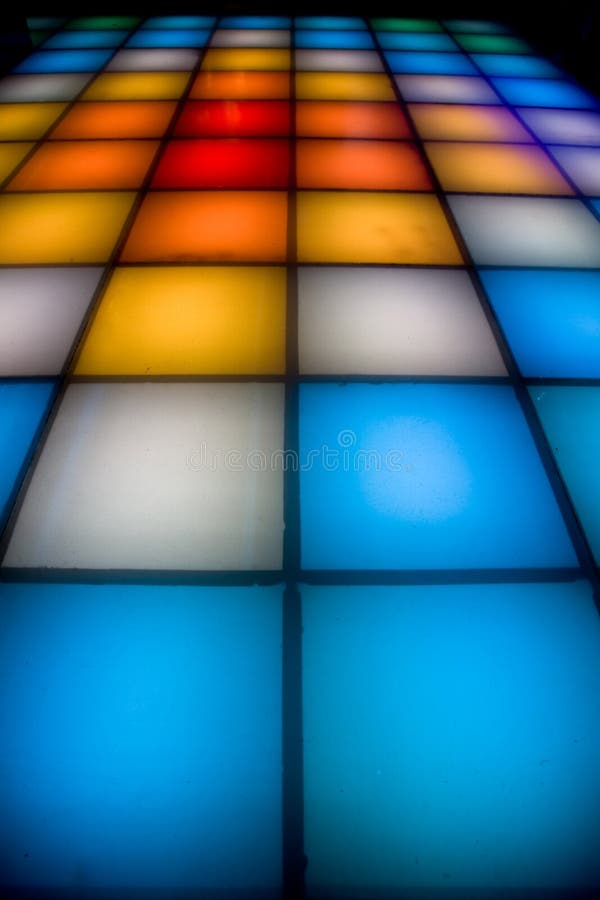 Disco dance floor with colorful lighting