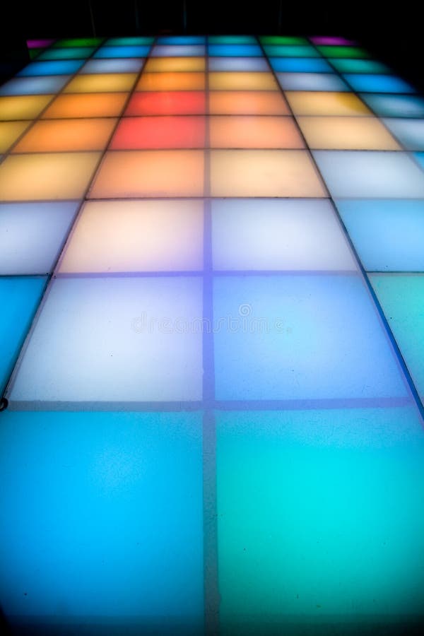 Disco dance floor with colorful lighting