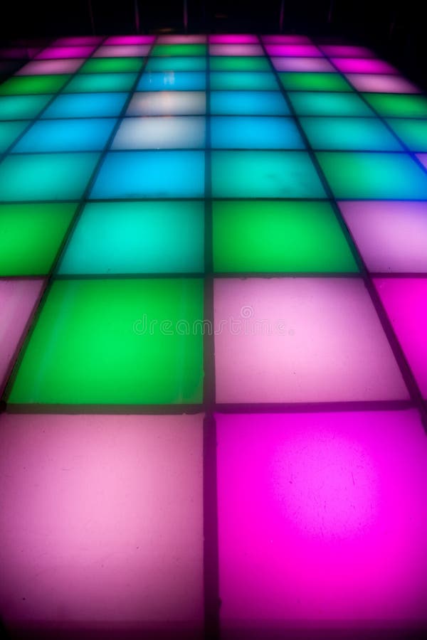 Disco dance floor with colorful lighting