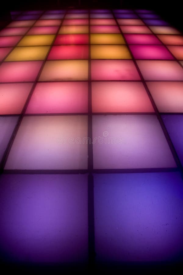 Disco dance floor with colorful lighting