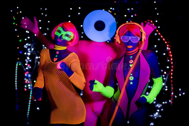 Disco de néon uv do fulgor partty imagem de stock royalty free Disco de néon uv do fulgor partty imagem de stock royalty free