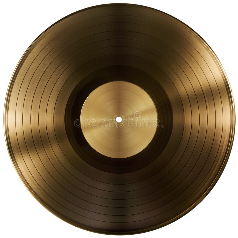 Disco do registro do ouro ou de vinil isolado com trajeto de grampeamento