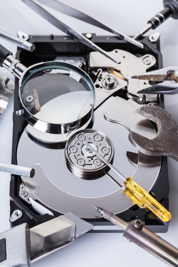Disco duro y herramientas fotos de archivo libres de regalías