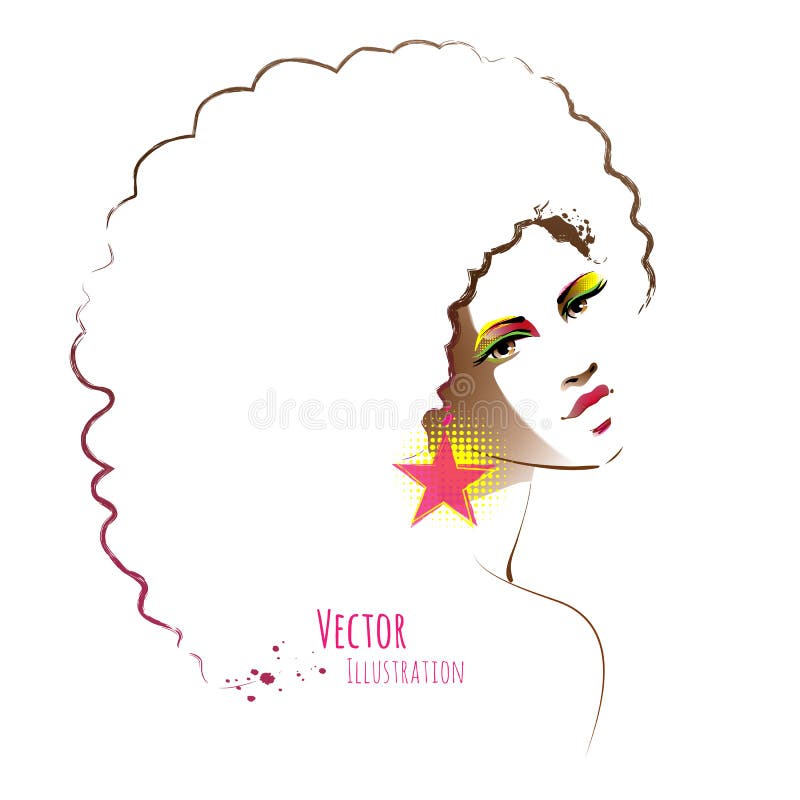 Disco girl with afro hairstyle.