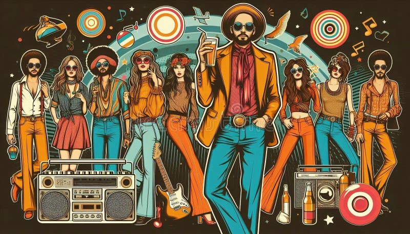 Disco gorączka trendy 1970s styl retro obrazy stock