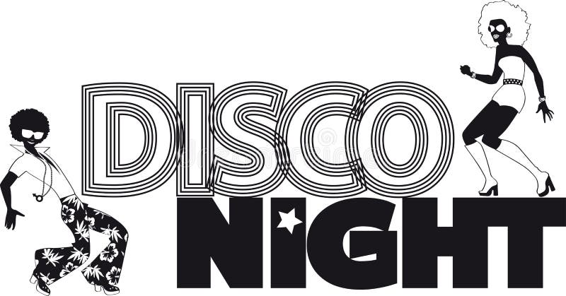 Disco night black vector silhouette banner with a couple of dancers, EPS 8, no white objects. Disco night black vector silhouette banner with a couple of dancers, EPS 8, no white objects