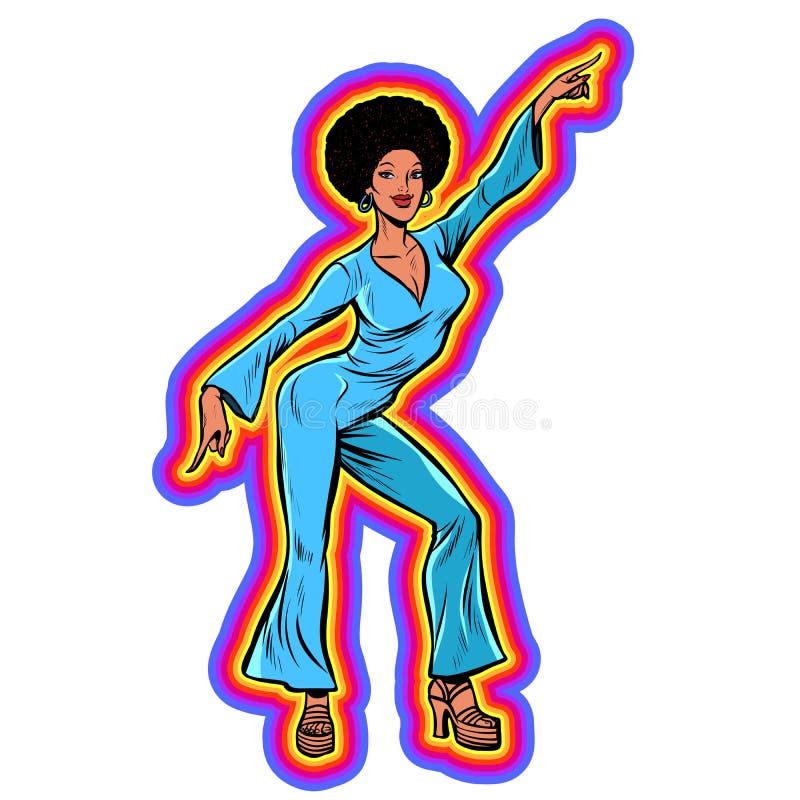 Disco Woman Dancing, Eighties Style 80s. Afro Hairstyle Stock Vector -  Illustration of american, dancing: 141808481