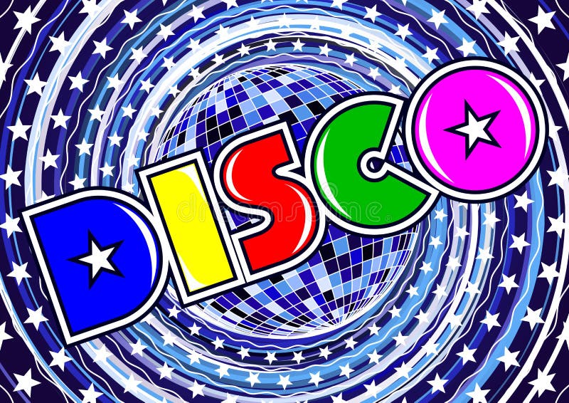Disco επιγραφής στην αφηρημένη ανασκόπηση διανυσματική απεικόνιση Disco επιγραφής στην αφηρημένη ανασκόπηση διανυσματική απεικόνιση