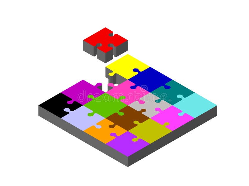 Disconnected puzzle. Isolated on white. 3d Vector colorful illustration