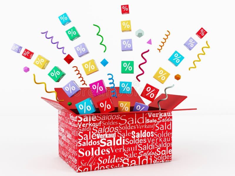Discount Box opening stock illustration. Illustration of bargain 29673598