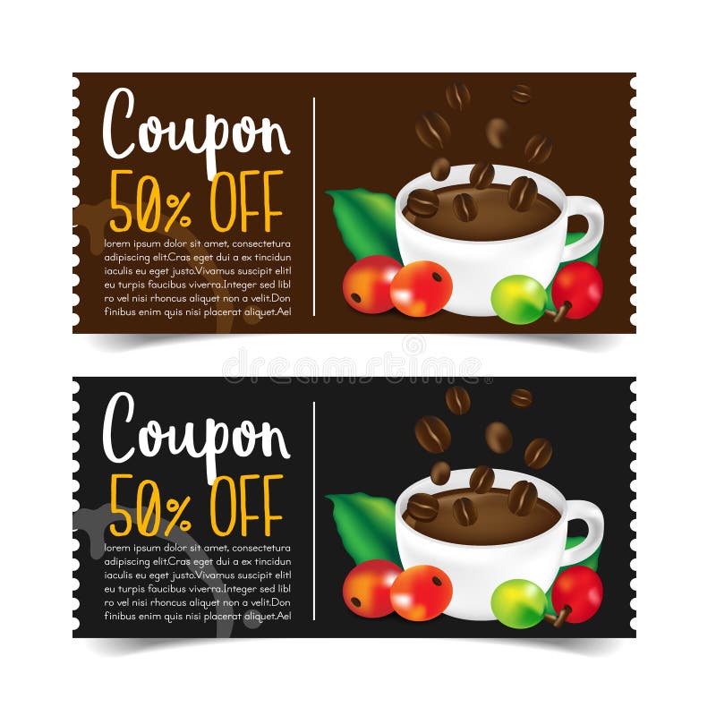 Coffee Coupon Discount Template Design Stock Illustrations 292 Coffee