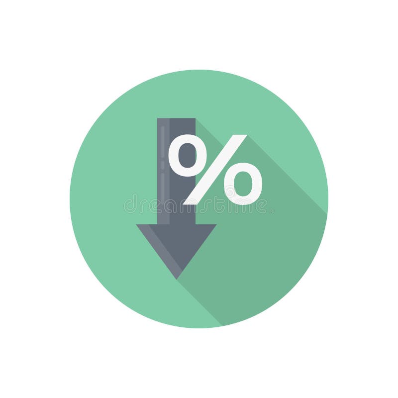 Discount decrease vector flat colour icon. Price low decrease icon vectors