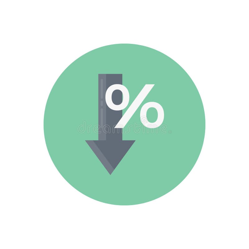 Discount decrease vector flat colour icon. Price low decrease icon vectors