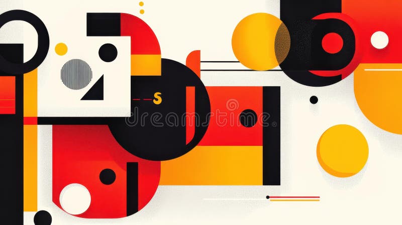 Discover an abstract background full of digital geometric tech elements in a vibrant and modern cartoon style royalty free illustration