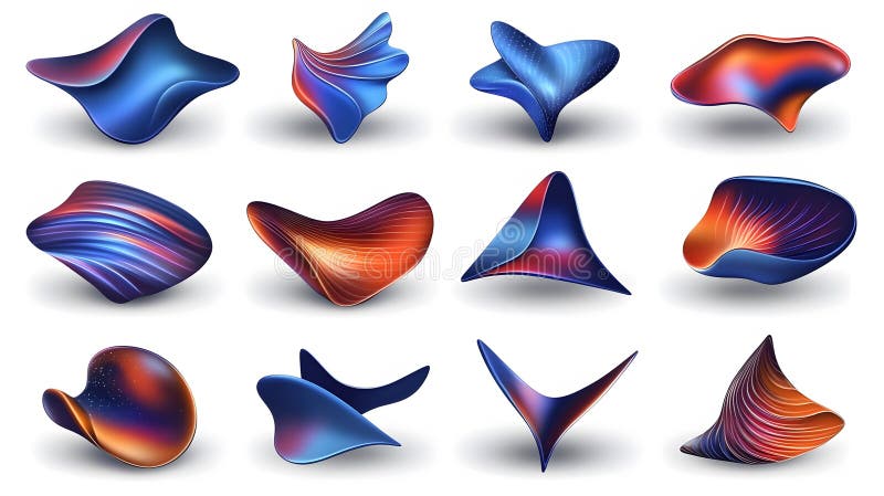 Vibrant Abstract 3D Shapes and Fluid Designs Good Resolution Stock Photo stock illustration