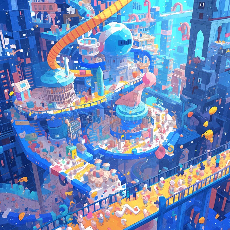 Utopian Cityscape: a Sci-Fi Wonderland Stock Illustration ...