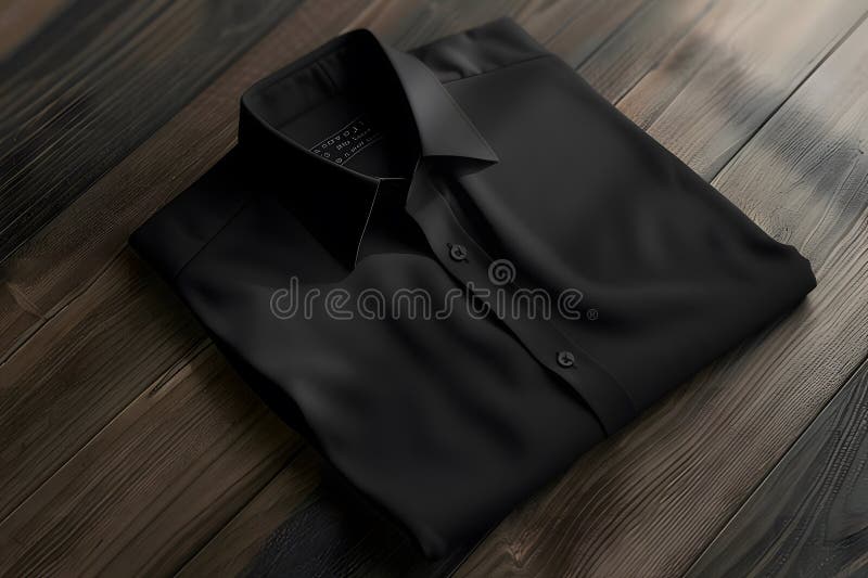 Discover the Elegance, Exploring the Smooth Texture and Classic Design of a Black Dress Shirt, Folded Neatly on a R vector illustration