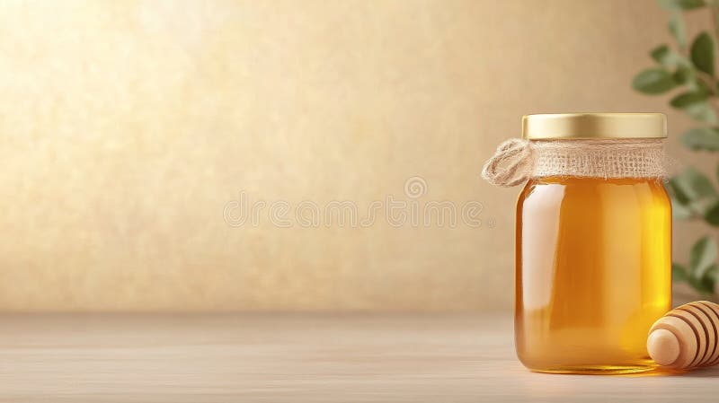 Luxurious Premium Honey Jar with Elegant Natural Elements vector illustration
