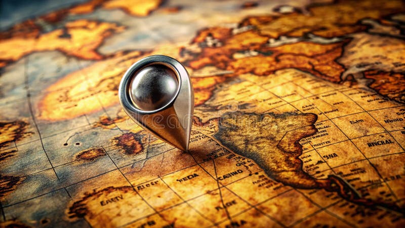 Discover the World A Vintage World Map and Silver Pointer Inspire Travel Adventures stock illustration