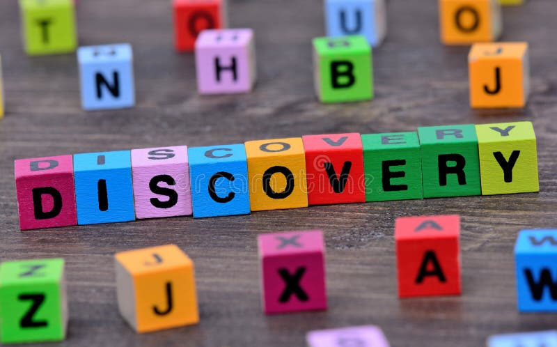 Discovery word on table royalty free stock images