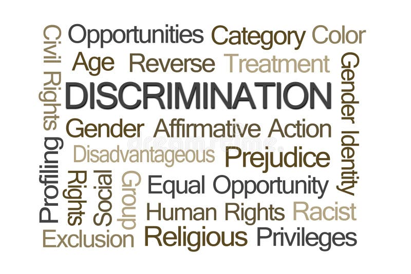 Discrimination Word Cloud on White Background