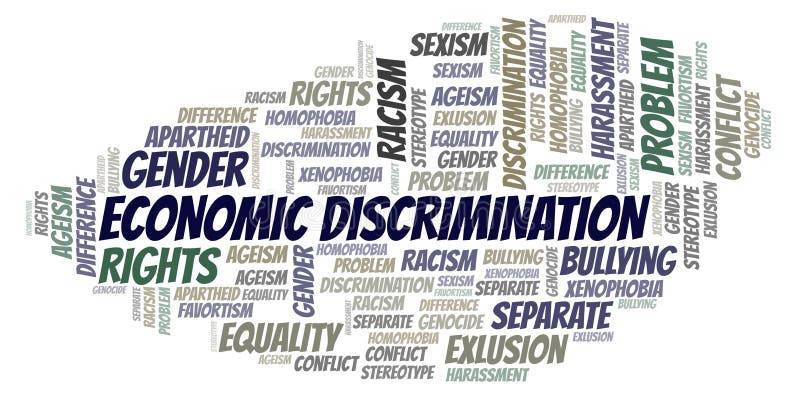 Discrimination économique - type de discrimination - nuage de mot illustration libre de droits Discrimination économique - type de discrimination - nuage de mot illustration libre de droits