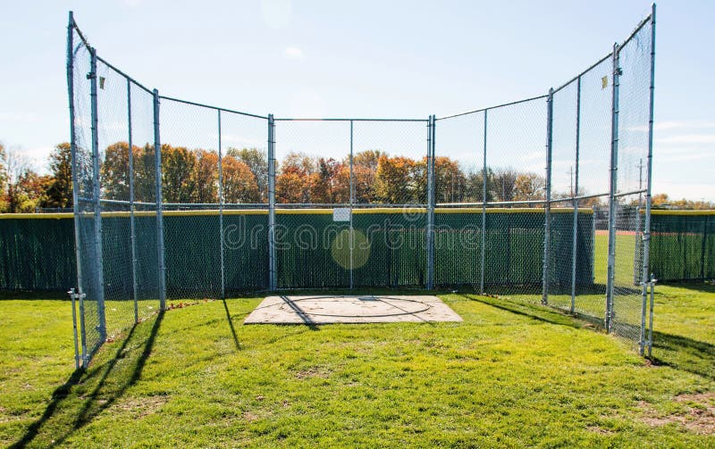Discus Cage at a Local High School Stock Image Image of track