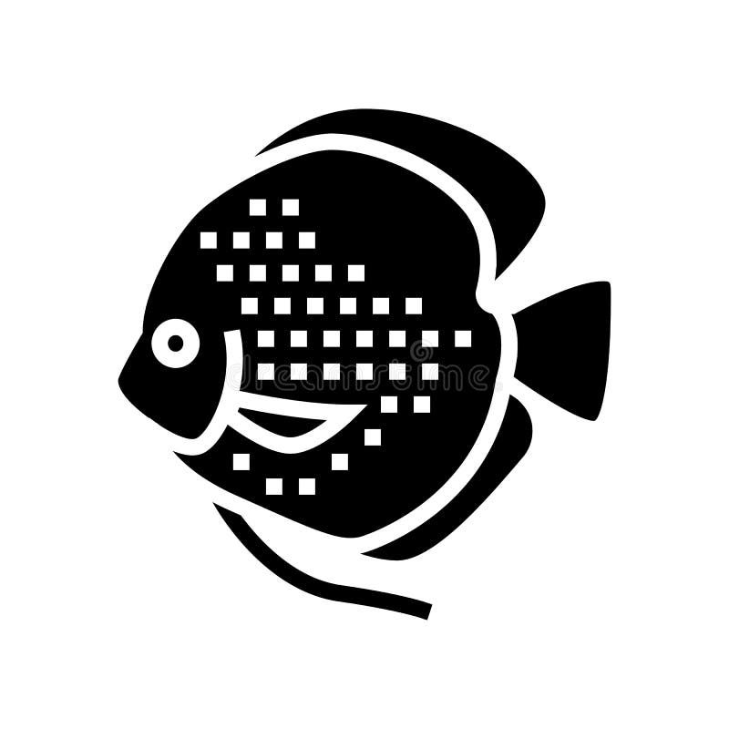 Discus fish glyph icon vector illustration stock illustration