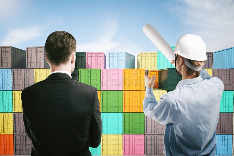 Discusión del trabajador y del hombre de negocios de muelle ilustración del vector Discusión del trabajador y del hombre de negocios de muelle ilustración del vector