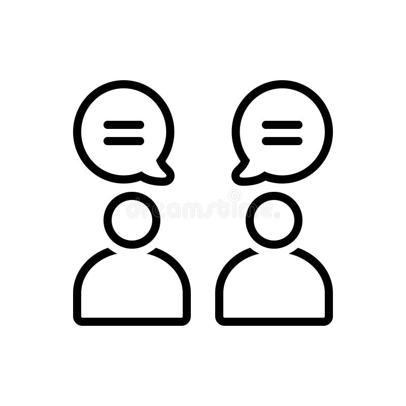 Black line icon for Discussion, group and meeting royalty free illustration