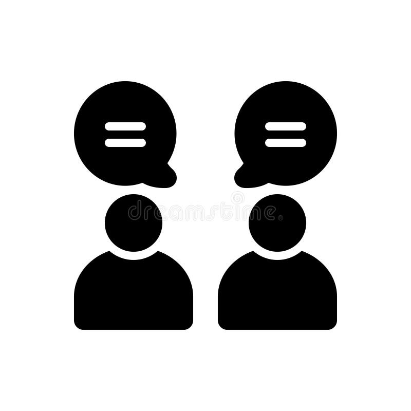 Black solid icon for Discussion, group and meeting vector illustration