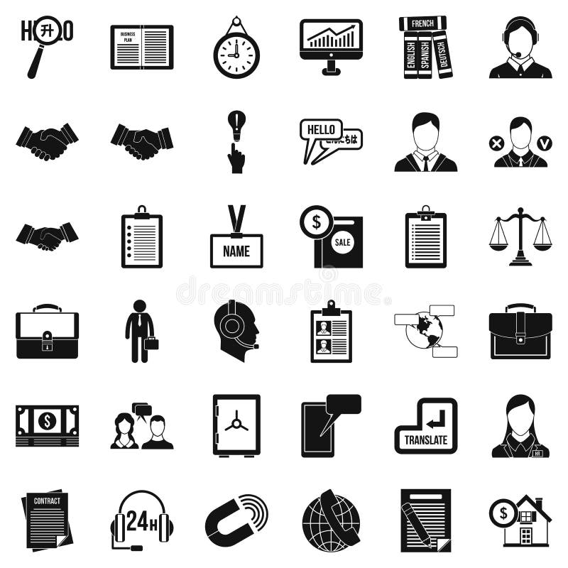 Discussion icons set, simple style