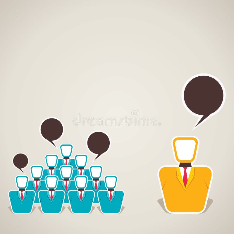 Discussion between Team and Leader Stock Vector Illustration of blue