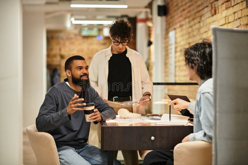 Discussione collaborativa tra colleghi in un fotografia stock