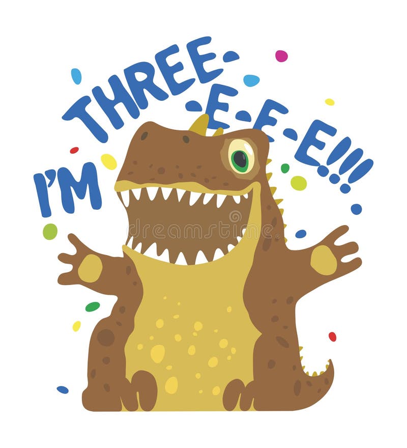 Diseño De Camisetas De Tres Años De Antigüedad Con Un Bonito Dinosaurio  Ilustración del Vector - Ilustración de dulce, lindo: 232179283