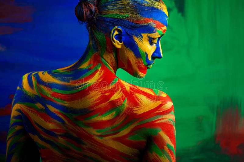 Color Artístico Y Pintura Corporal Sobre La Mujer Para Inspirarse Retrato  Abstracto De La Bella Y Brillante Chica Con Colorido Foto de archivo -  Imagen de encanto, manera: 170932436