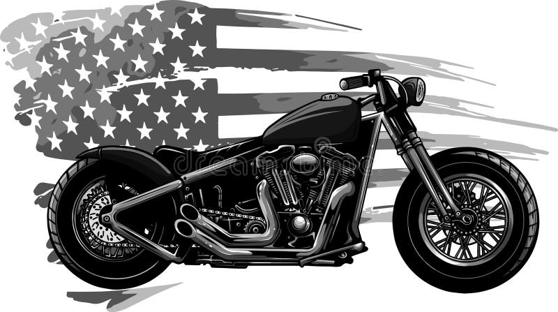 Push down hat Ready Diseño De Motocicleta Chopper Con Ilustración Vectorial Bandera Americana  Ilustración del Vector - Ilustración de moto, club: 214280282