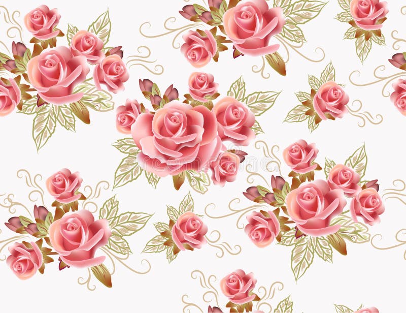 Papel Pintado Inconsútil Del Vector Floral Con Las Flores Y Las Rosas De La  Lila Ilustración del Vector - Ilustración de nostalgia, arte: 37518485