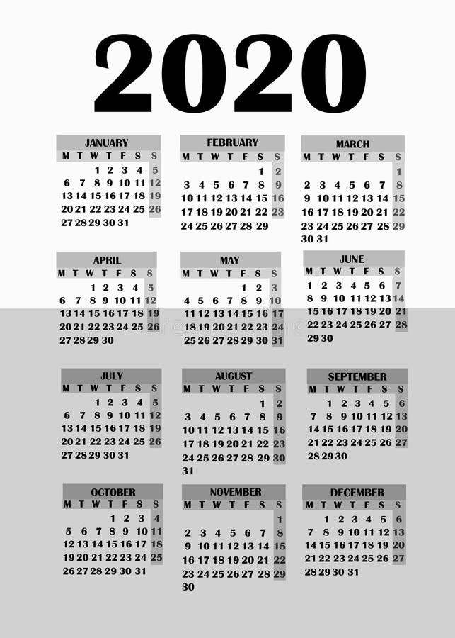 Diseno Simple Para El Calendario 2020 Ilustracion Del Vector Ilustracion De 2020 Calendario 132383760 calendario sencillo
