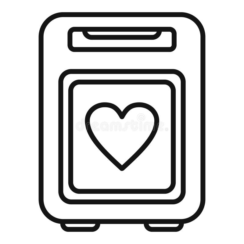 Disease Defibrillator Icon Outline Vector. Cardiac Attack Device Stock