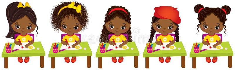 Disegno afroamericano sveglio degli artisti di vettore piccolo Piccole ragazze afroamericane di vettore illustrazione vettoriale Disegno afroamericano sveglio degli artisti di vettore piccolo Piccole ragazze afroamericane di vettore illustrazione vettoriale