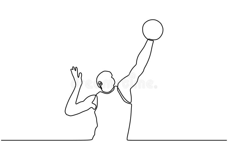 Disegno continuo di una linea del giocatore di basket Persona come atleta che gioca a basket sport royalty illustrazione gratis Disegno continuo di una linea del giocatore di basket Persona come atleta che gioca a basket sport royalty illustrazione gratis