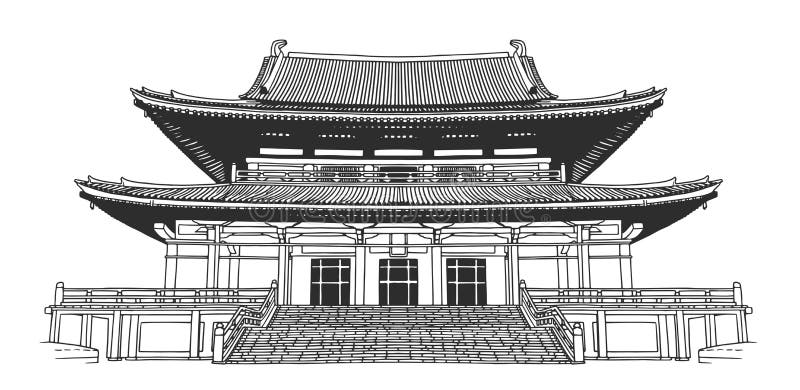 disegno del tempio buddista di stile giapponese