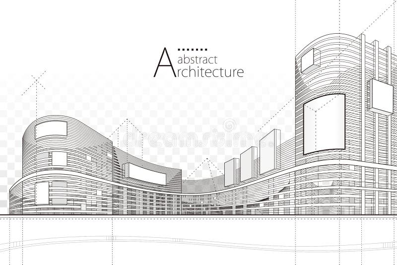 Disegno della linea di costruzione dell'architettura astratta.