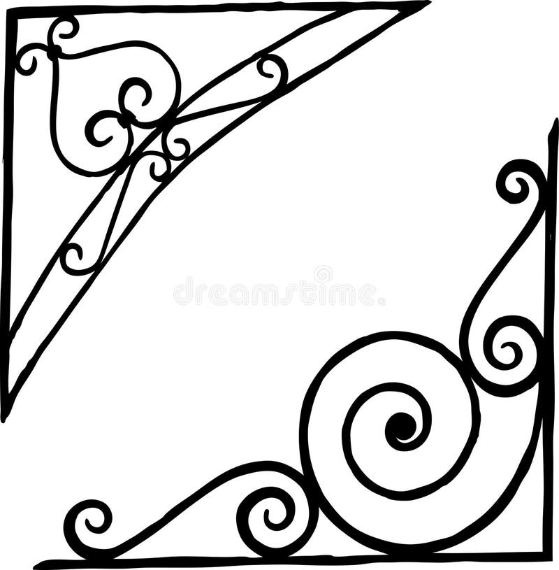 Disegno della mano dei dettagli architettonici d'annata nella forma degli angoli decorativi royalty illustrazione gratis