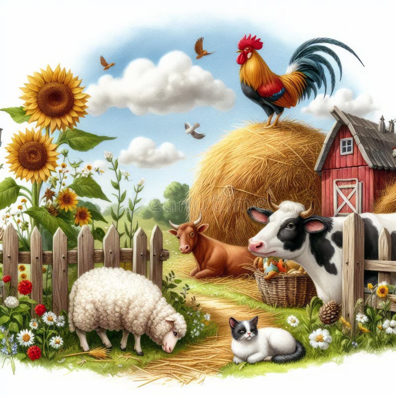 Farm animals rural scene cartoon illustration. Cartoon Illustration of Rural Scene with Farm Animals Livestock Big Group. Farm animals rural scene cartoon illustration. Cartoon Illustration of Rural Scene with Farm Animals Livestock Big Group