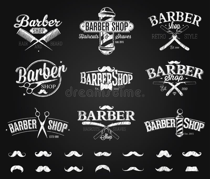 Disegno di gesso tipografico di Barber Shop Emblems