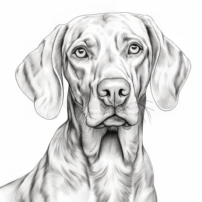 Disegno di linea iperrealistico del cane di Weimaraner di kazimierz dbrowski illustrazione vettoriale