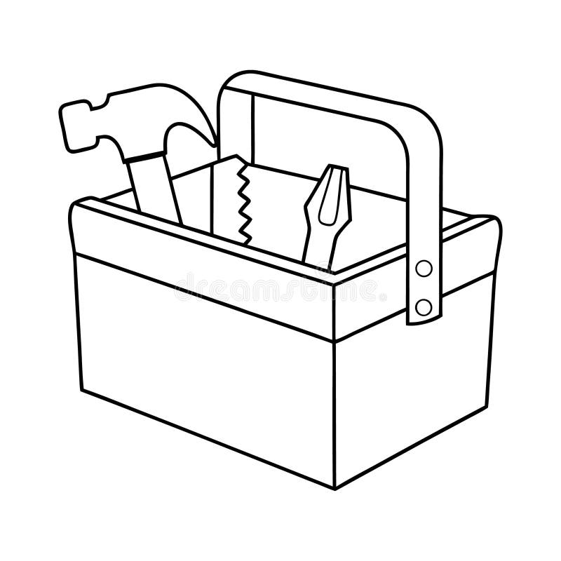 Disegno di linea semplice di una Casella degli strumenti Riempita con strumenti royalty illustrazione gratis