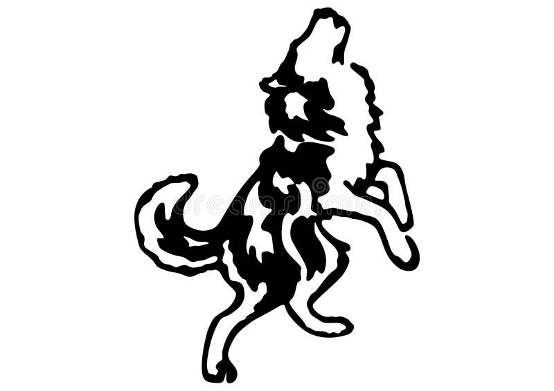 Disegno di lupo nero con fondo bianco illustrazione di stock